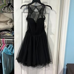 Blondie Nites Black Mesh Gem Pearl Prom Dress Party Dress Size 9